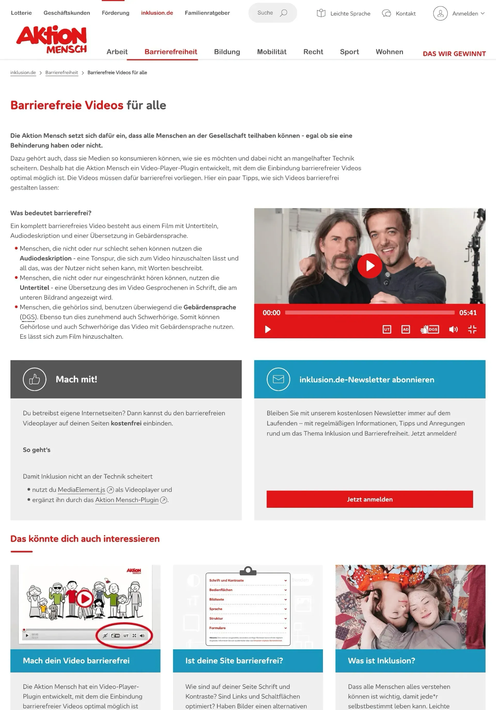 Aktion Mensch download page screenshot